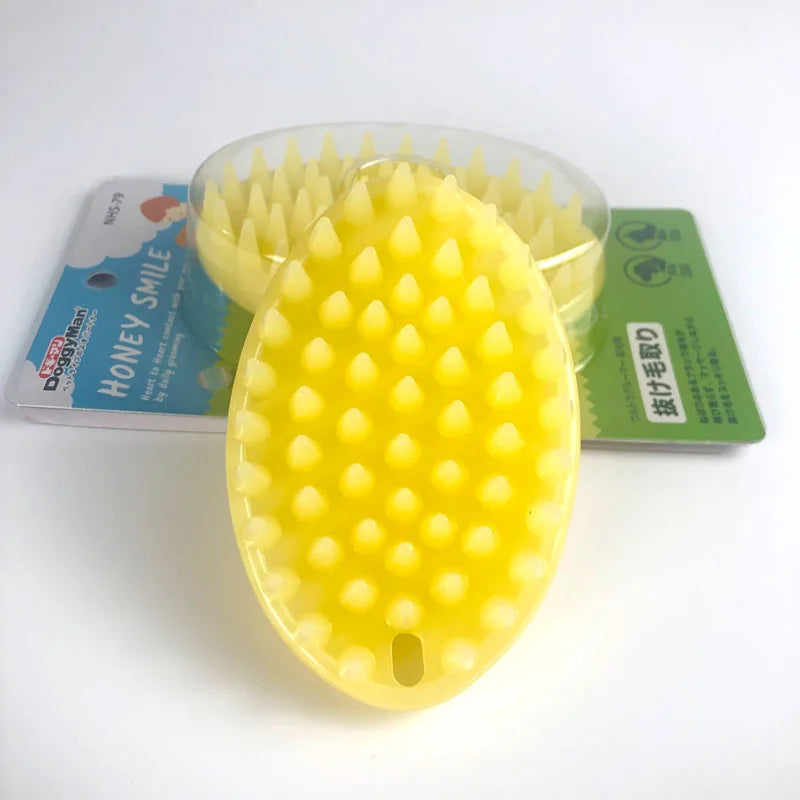 Pet Massage Brush with Soft Silicone Bristles – Dog & Cat Hair Removal Comb