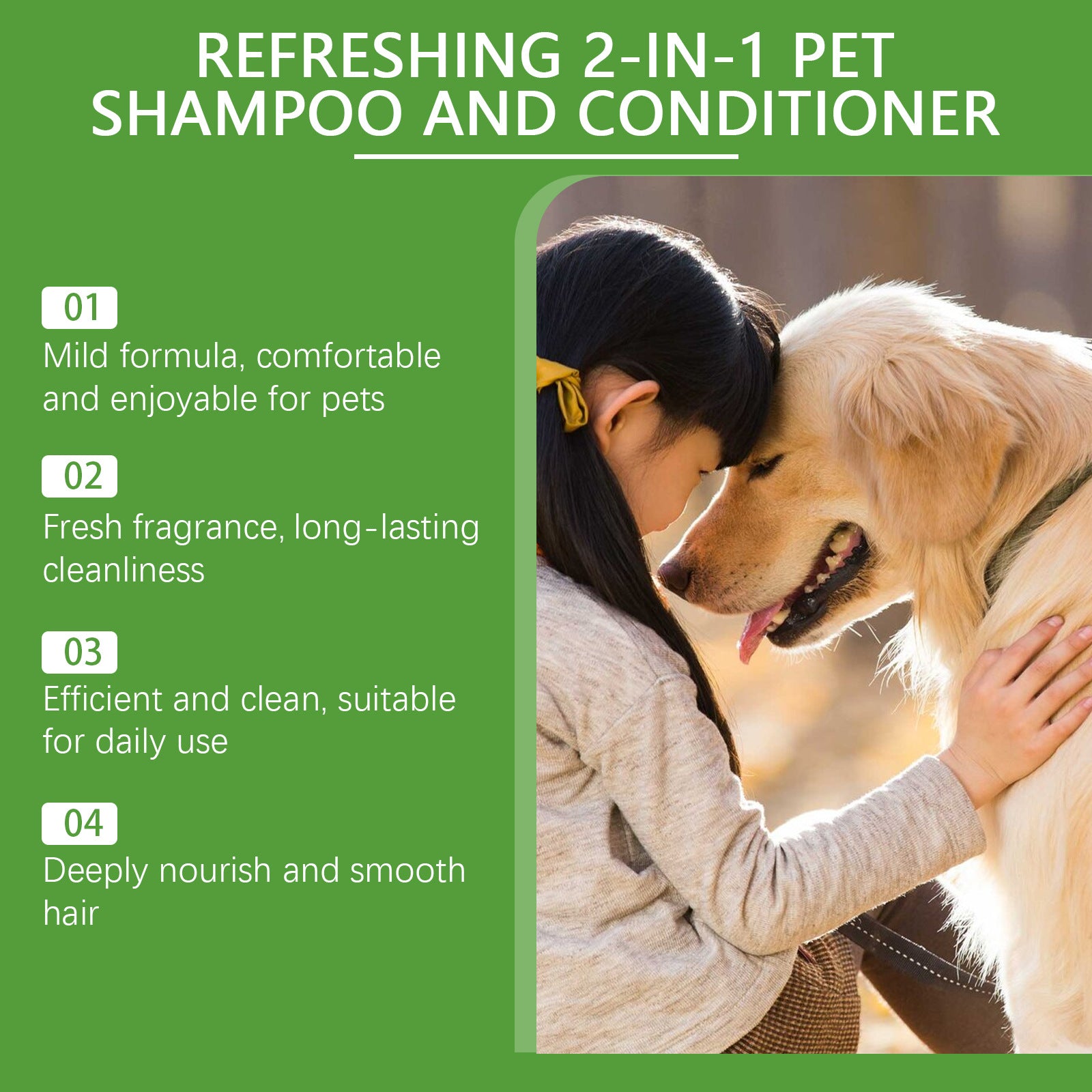YEGBONG 2-in-1 Pet Shampoo & Conditioner – Itch Relief, Moisturizing, Odor Removal