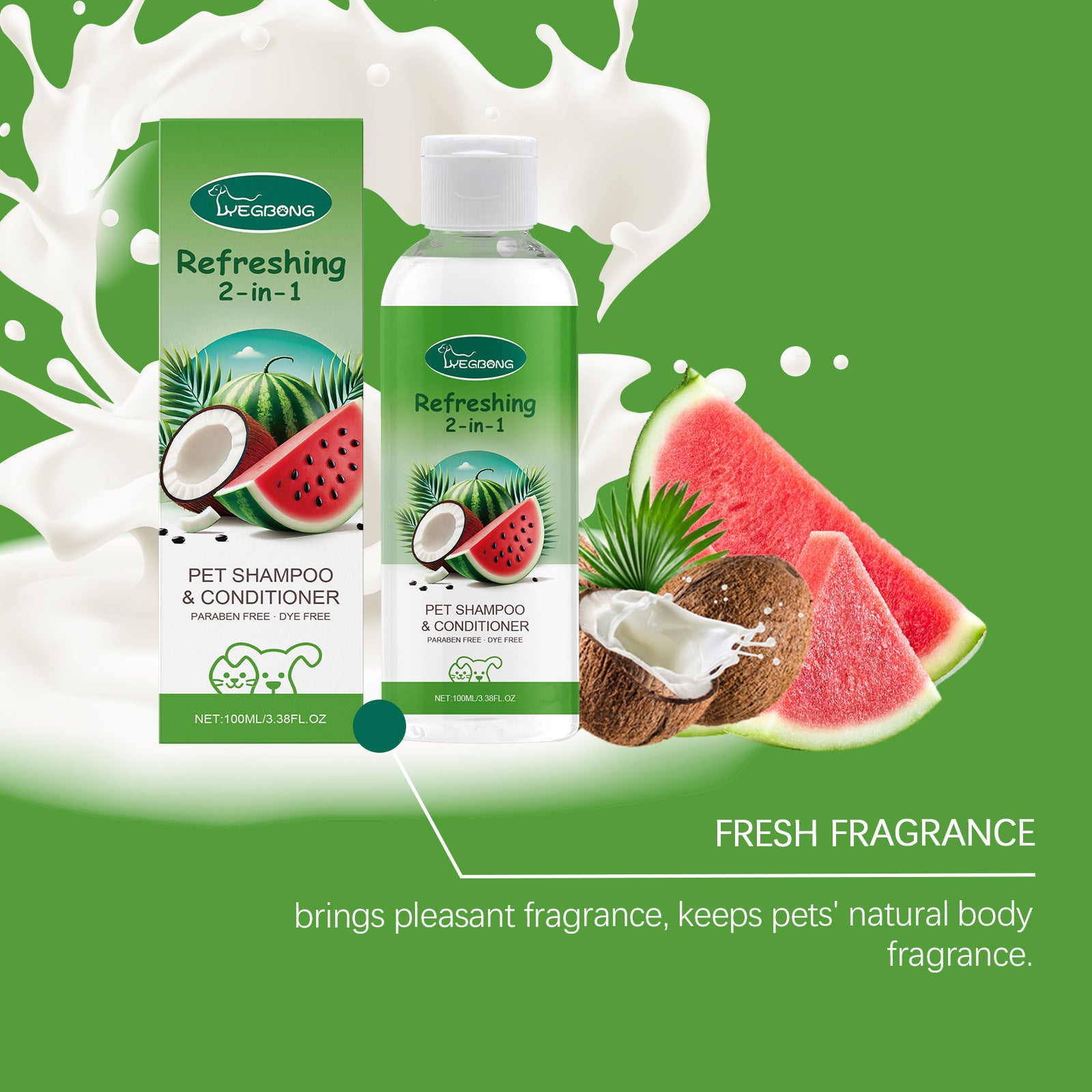 YEGBONG 2-in-1 Pet Shampoo & Conditioner – Itch Relief, Moisturizing, Odor Removal