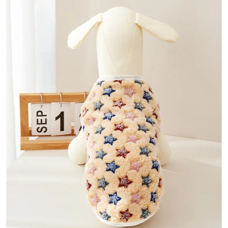 Flannel Paw Print Dog Vest – Soft Cozy Coat for Small & Medium Pets