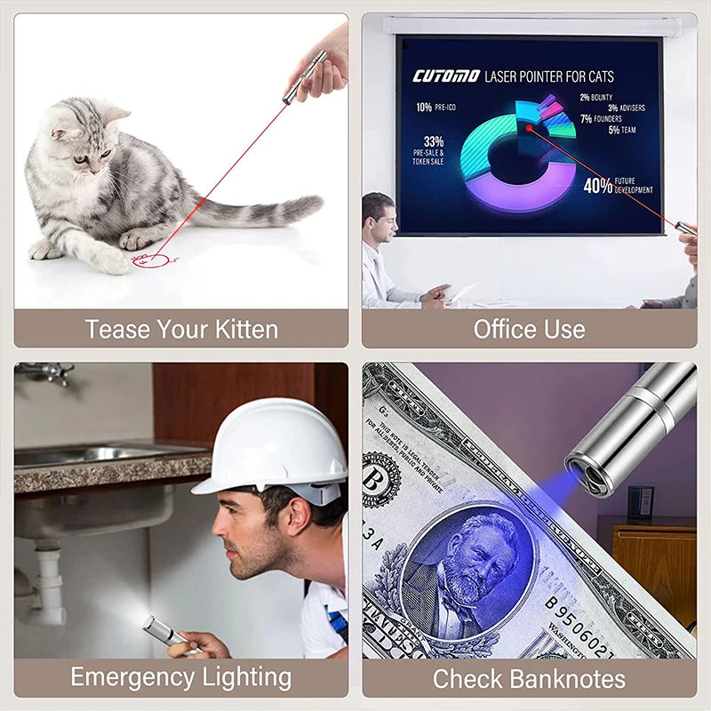 3-in-1 USB Rechargeable Cat Laser Pointer – LED Cat Toy
