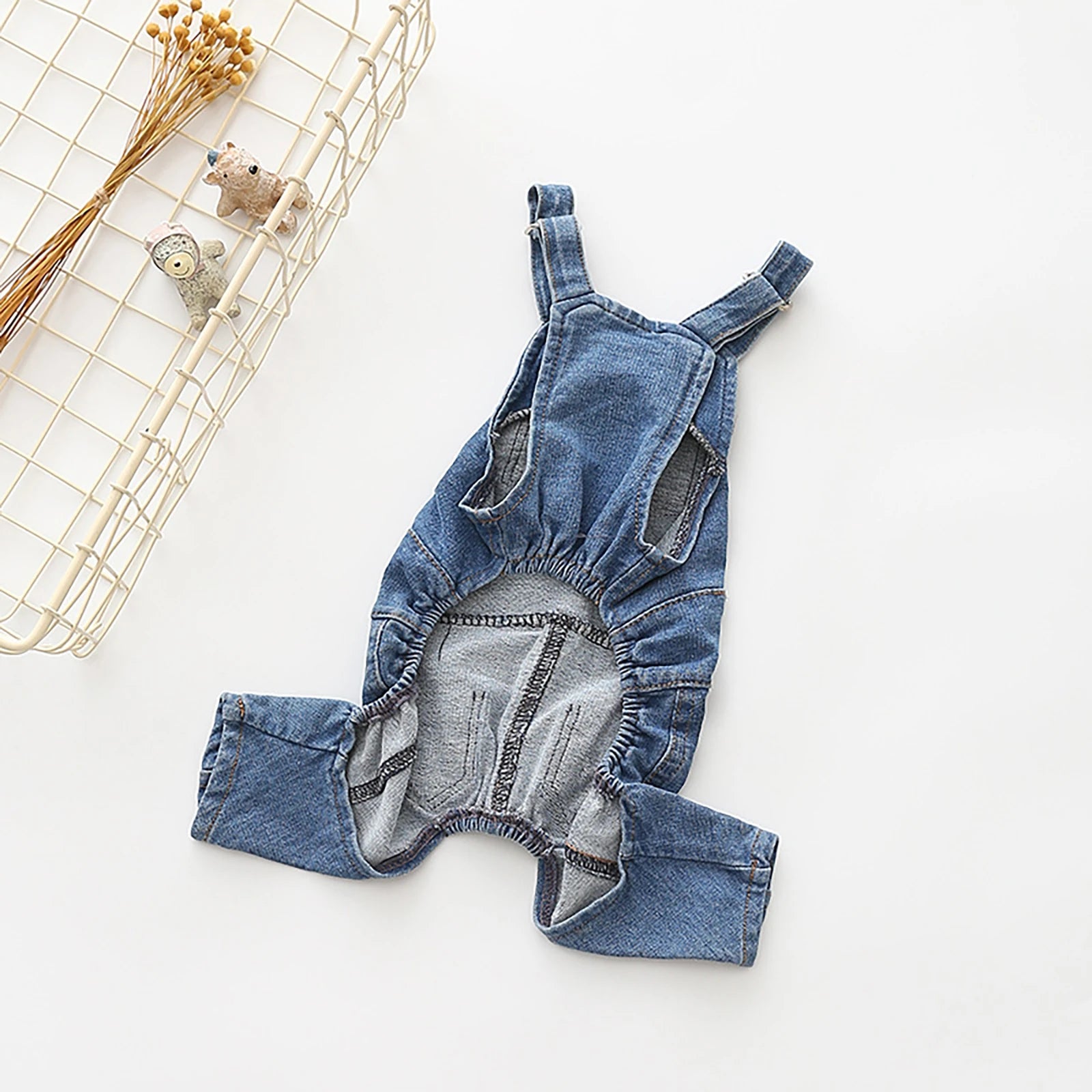 Dog Denim Jumpsuit – Fashion Cotton Outfit for Small & Medium Dogs and Cats