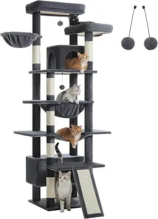 XXL Cat Tree Tower – 67" Heavy-Duty Indoor Cat Furniture with 13 Thick Scratching Posts, Super Large Perch & Cozy Spa