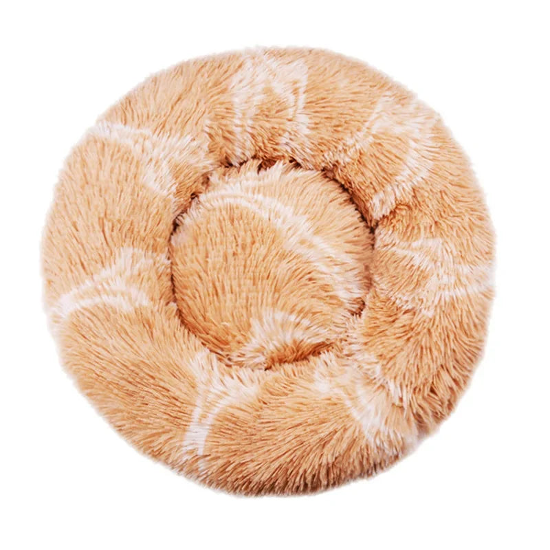Round Plush Pet Bed for Cats & Dogs – Winter Warm Sleeping Bed