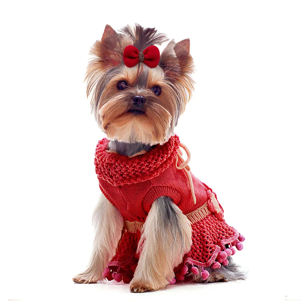 20PCS Handmade Dog Hair Bows – Cotton Pet Grooming Accessories for Small Dogs & Cats