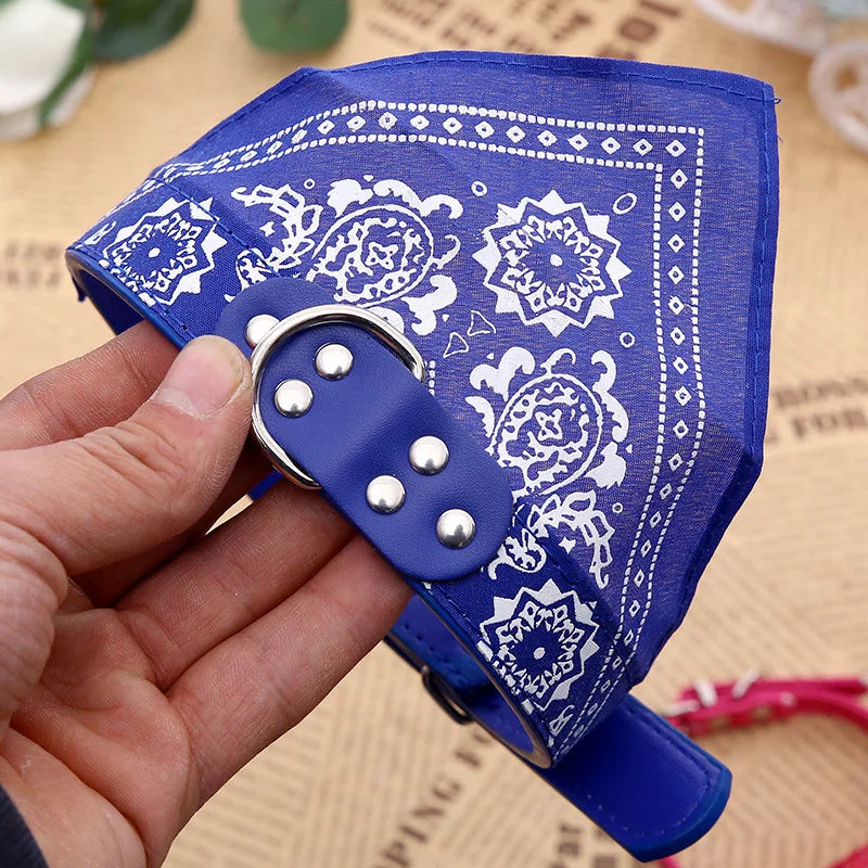 PU Pet Collar with Scarf – Adjustable for Small & Medium Dogs
