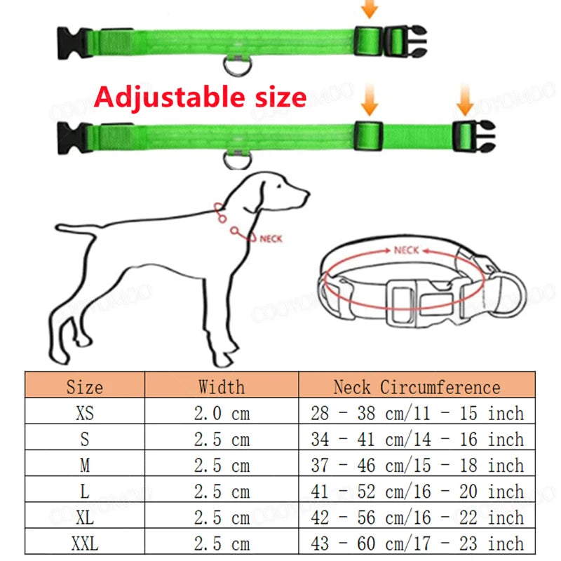 Keep Your Pet Safe at Night – 3-Mode USB LED Glow Collar for Dogs & Cats
