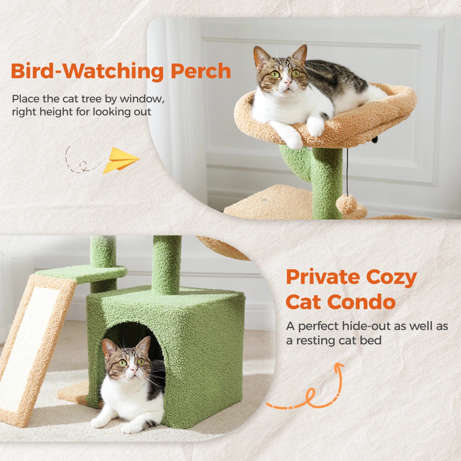 Cat Tree Tower for Indoor Cats – 2-Style Cat Activity Center with Scratching Posts, Large Hammock & Removable Top Perch, Grey