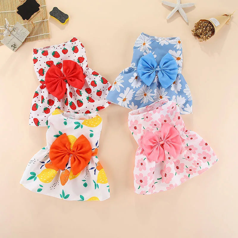 Fashion Cat & Puppy Dress with Bow – Small Dog & Cat Clothing