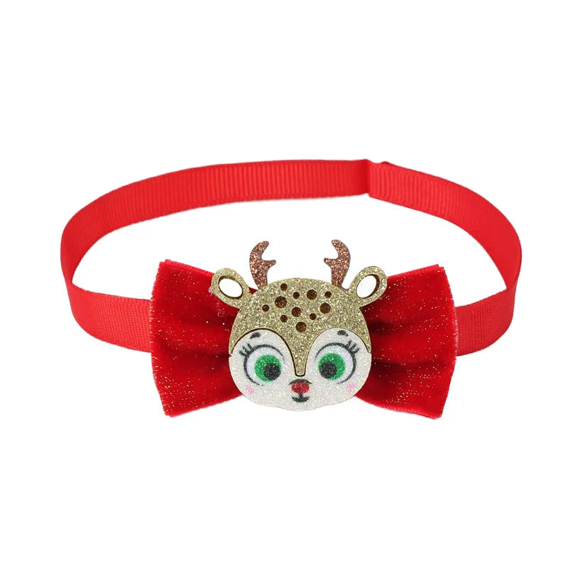 Christmas Pet Bow Tie – Red Mini Tie with Festive Elements for Dogs & Cats