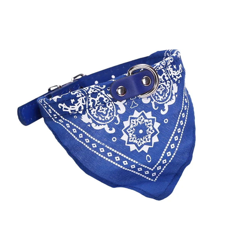PU Pet Collar with Scarf – Adjustable for Small & Medium Dogs