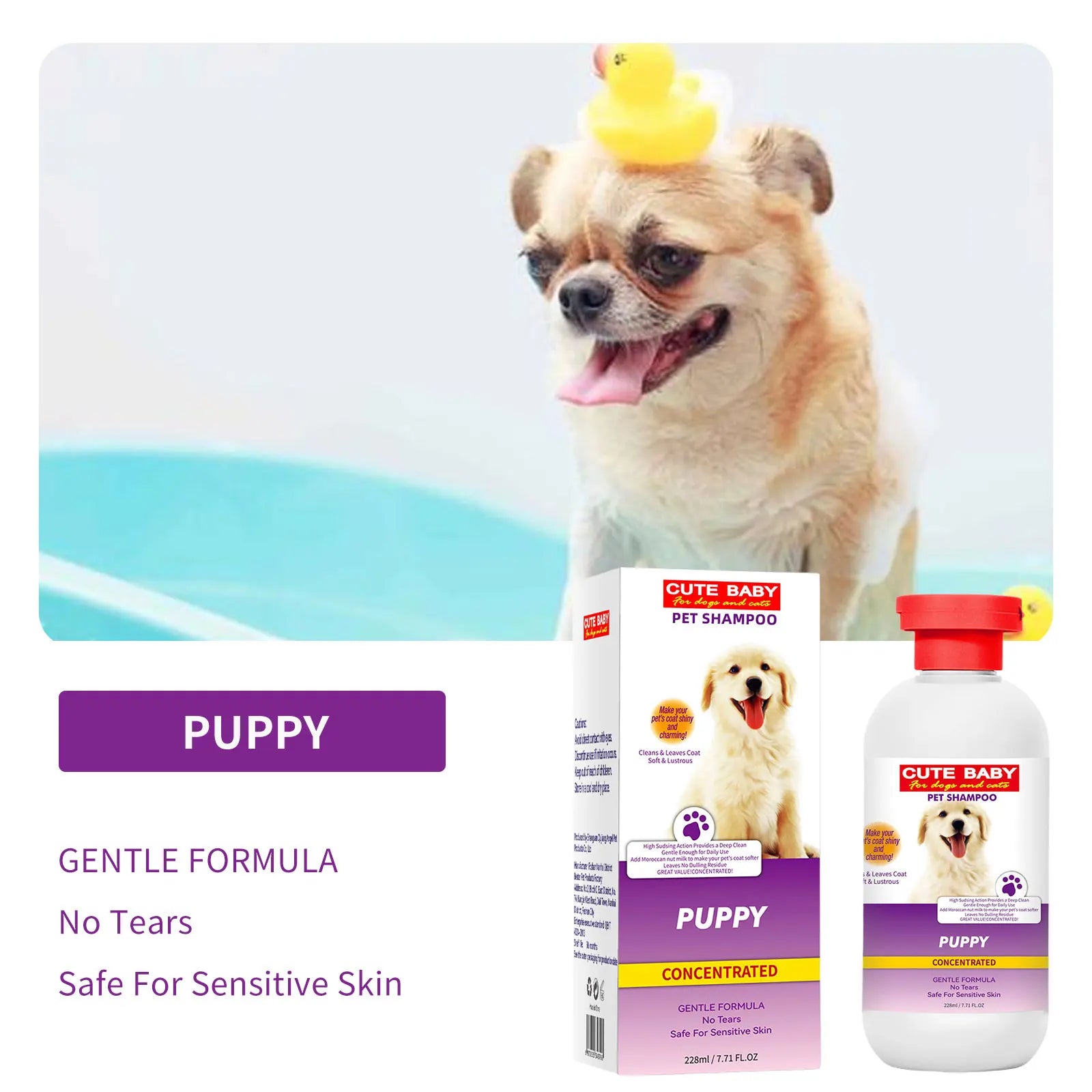 Gentle Pet Shampoo – Odor-Removing Body Wash for Dogs & Cats (228ml)