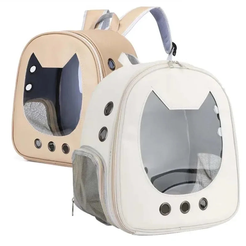 PU Transparent Pet Carrier Backpack – Cat & Small Dog Travel Bag