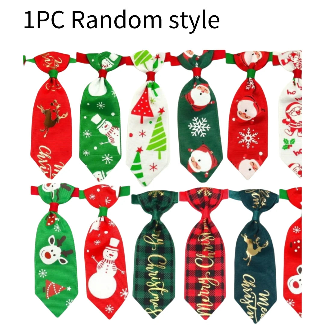Christmas Dog & Cat Ties – Adjustable Holiday Pet Neckwear (Random Styles)