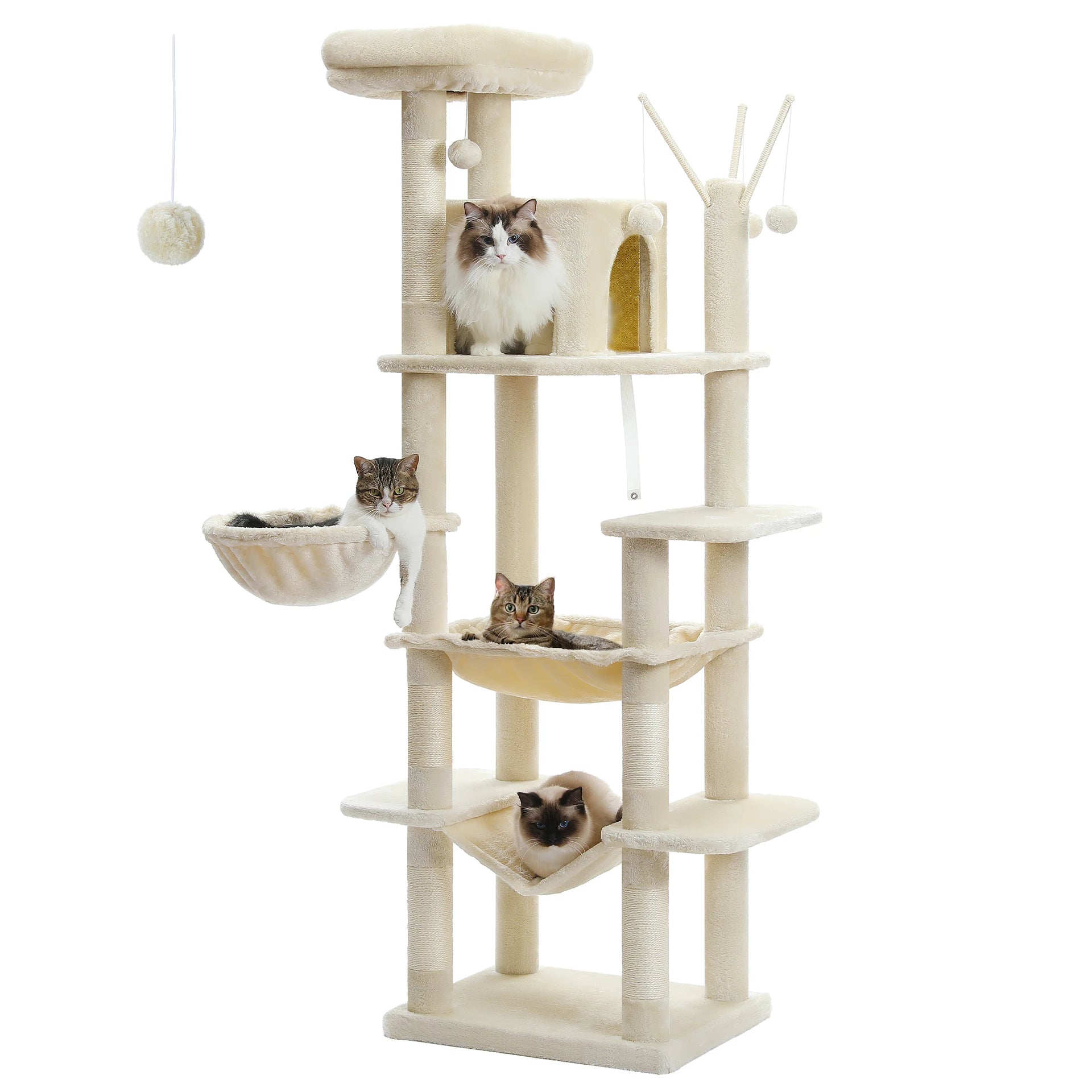 Multi-Level Cat Tree Tower for Indoor Cats – Modern Cat Furniture with Scratching Posts, Condo & Large Hammock