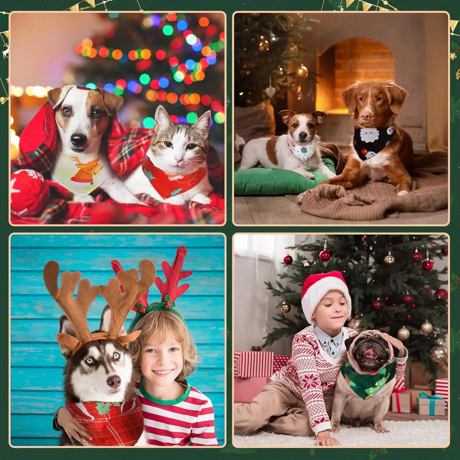 30-Pack Christmas Pet Bandanas – Holiday Dog & Cat Triangle Scarves