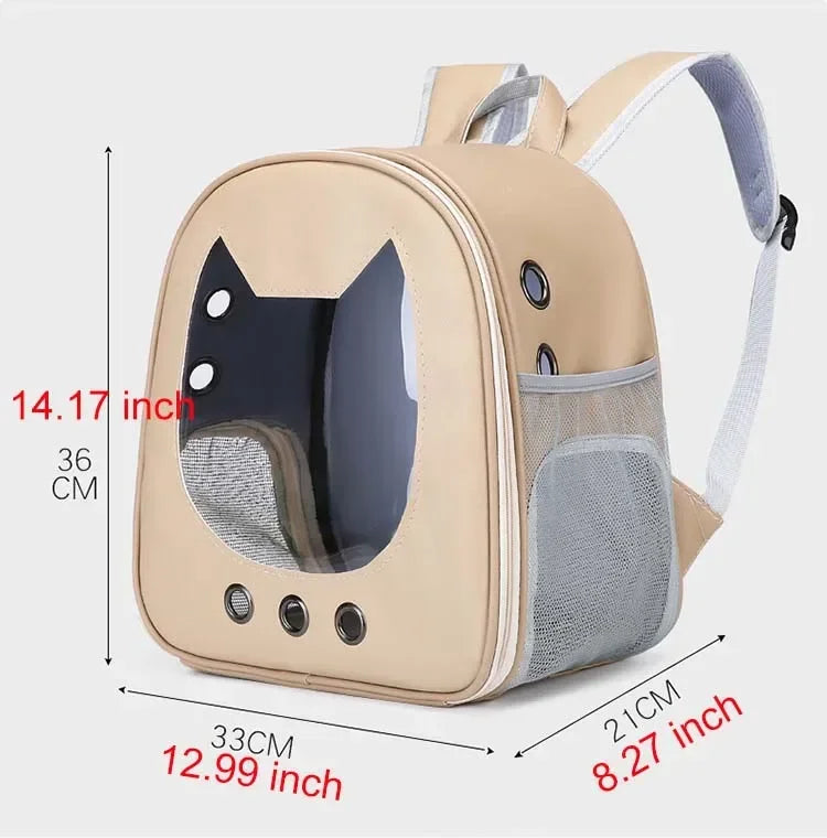 PU Transparent Pet Carrier Backpack – Cat & Small Dog Travel Bag