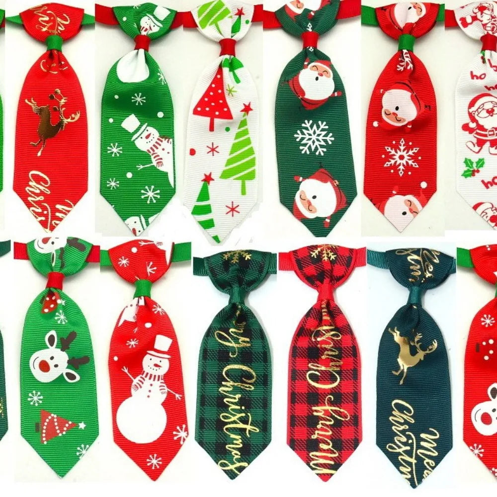 Christmas Dog & Cat Ties – Adjustable Holiday Pet Neckwear (Random Styles)