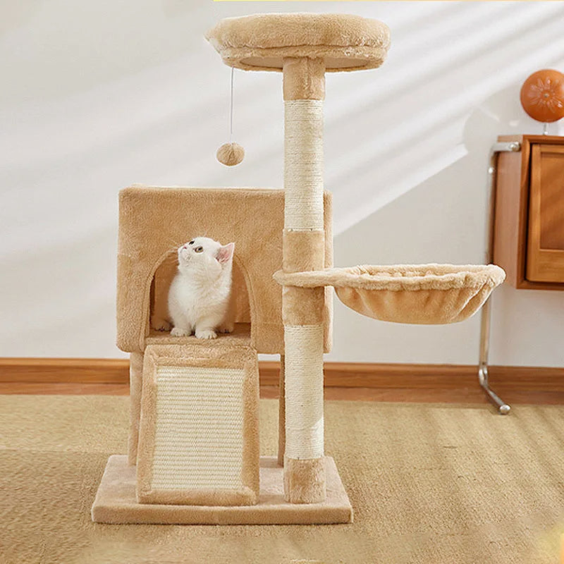Luxury Cat Tree Tower – Multi-Level Cat Furniture with Double Condos, Hammock, Spacious Perch & Sisal Scratching Posts