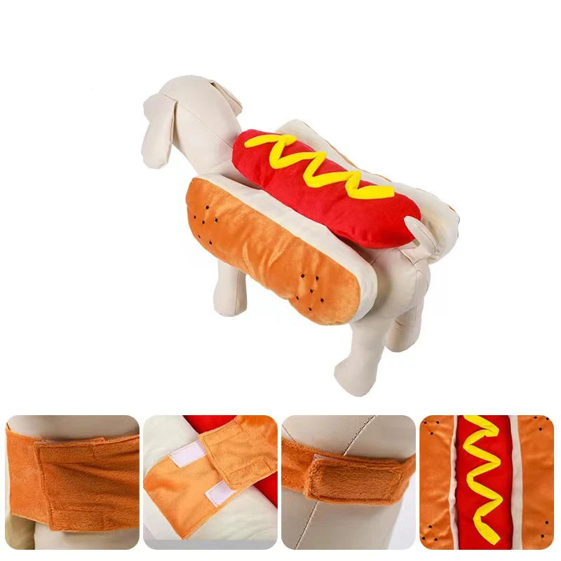 Funny Halloween Hot Dog Costume for Dogs & Cats – Adjustable Sausage Pet Outfit for Parties & Dress-Up