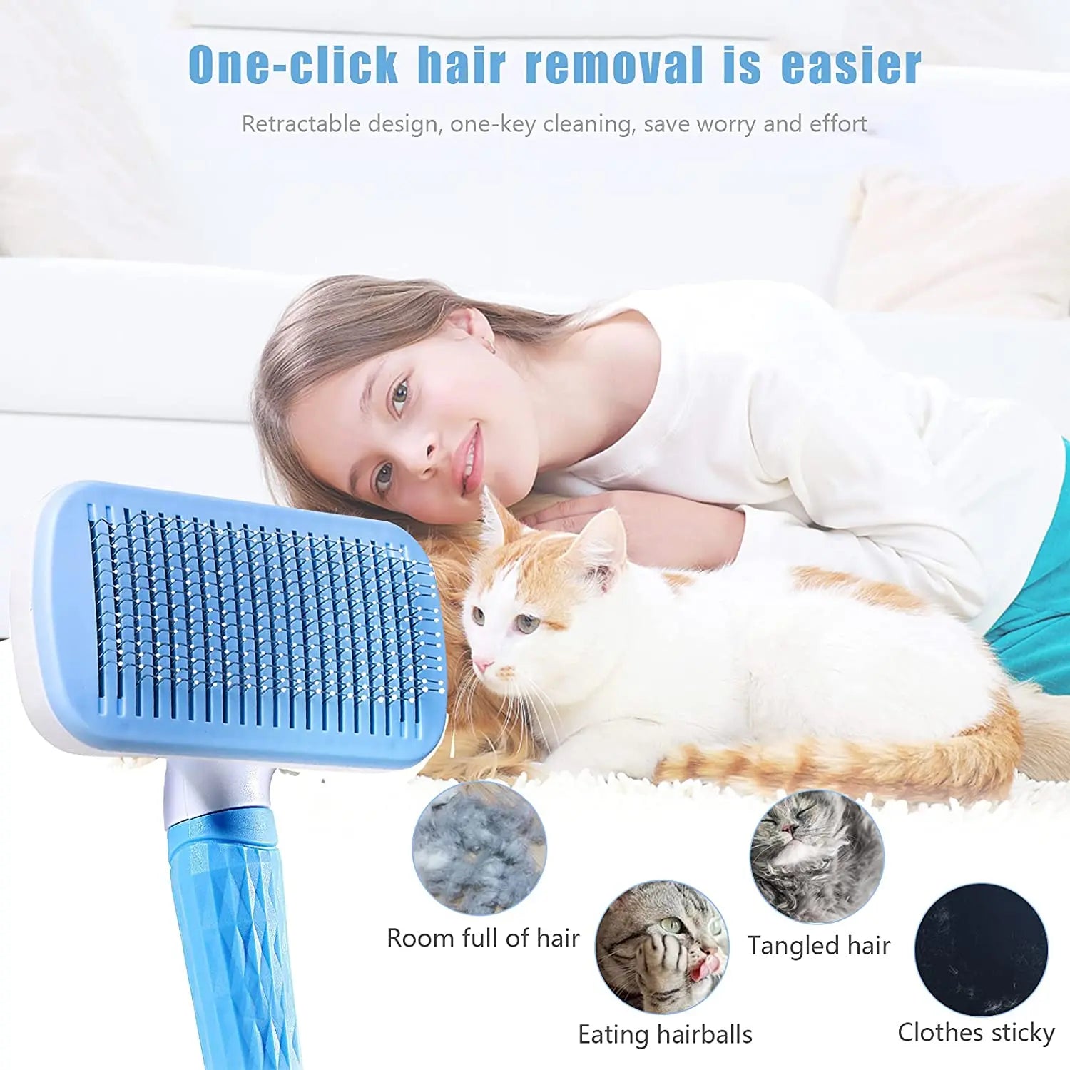 Dog & Cat Hair Remover Brush – Grooming Comb for Long Hair Pets