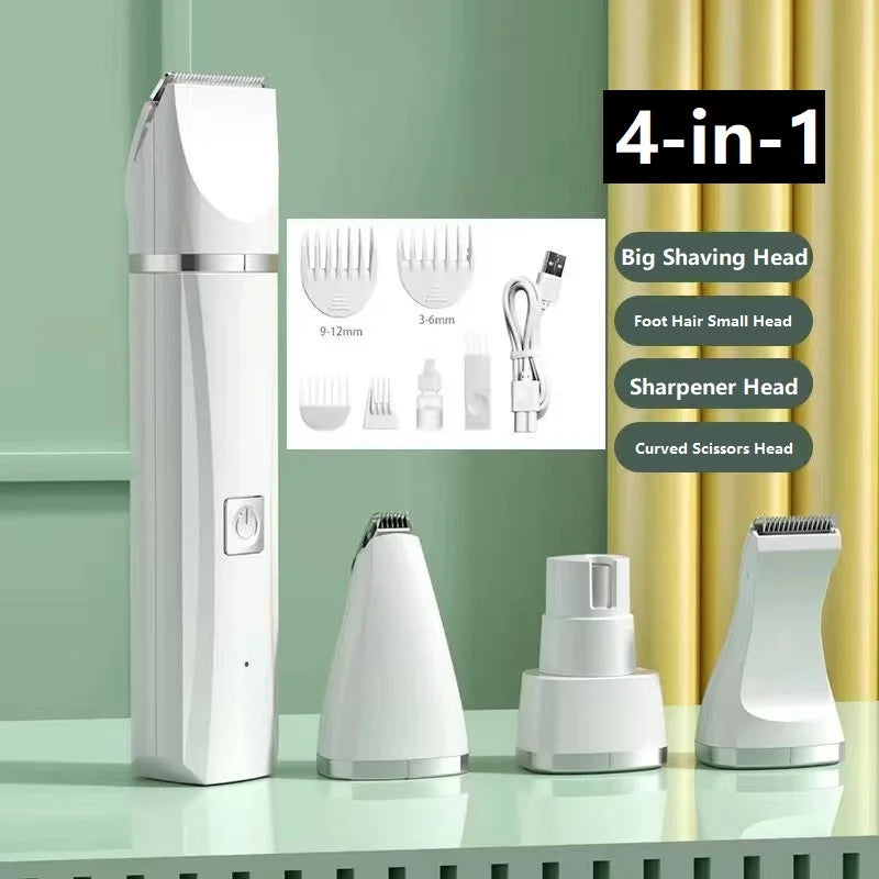 4-in-1 Electric Pet Grooming Kit – USB Rechargeable Clippers & Trimmer