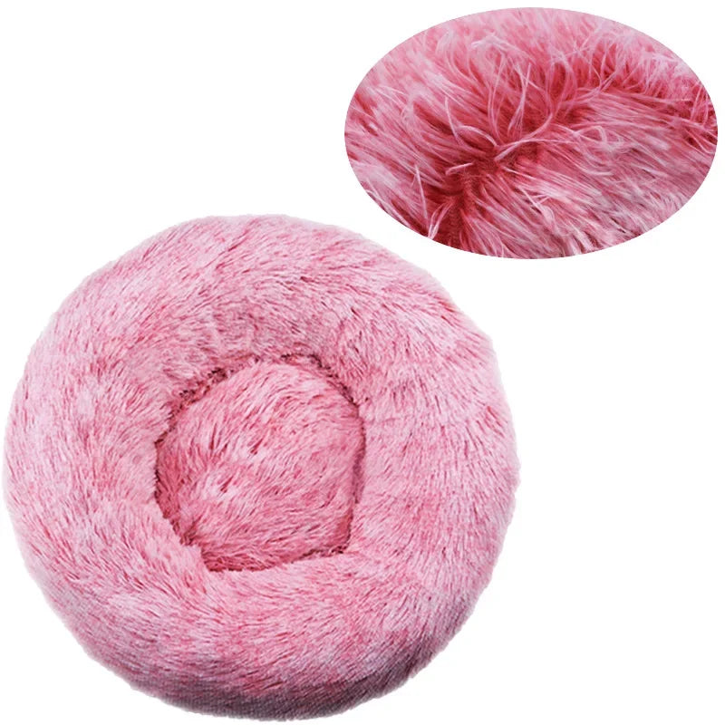 Round Plush Pet Bed for Cats & Dogs – Winter Warm Sleeping Bed
