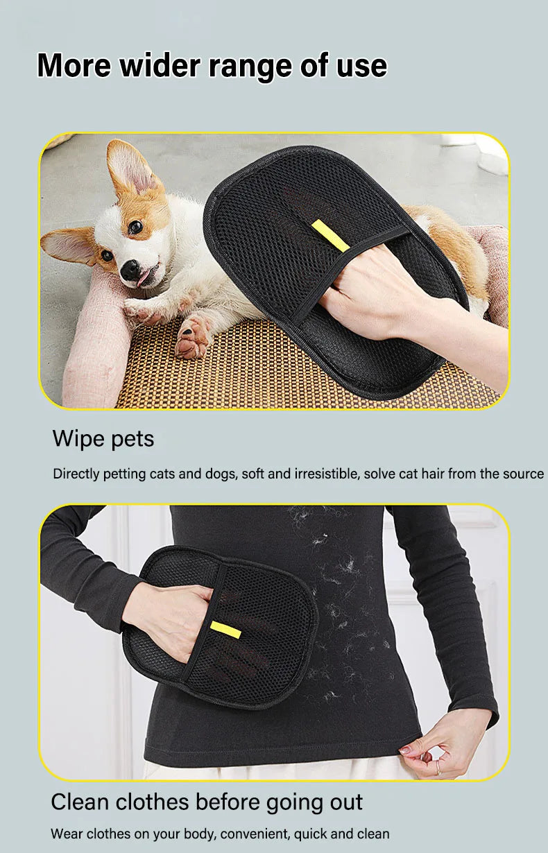 Pet Grooming Gloves – Static Hair Remover for Dogs & Cats