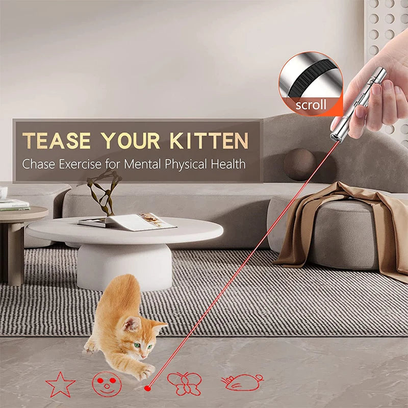 3-in-1 USB Rechargeable Cat Laser Pointer – LED Cat Toy