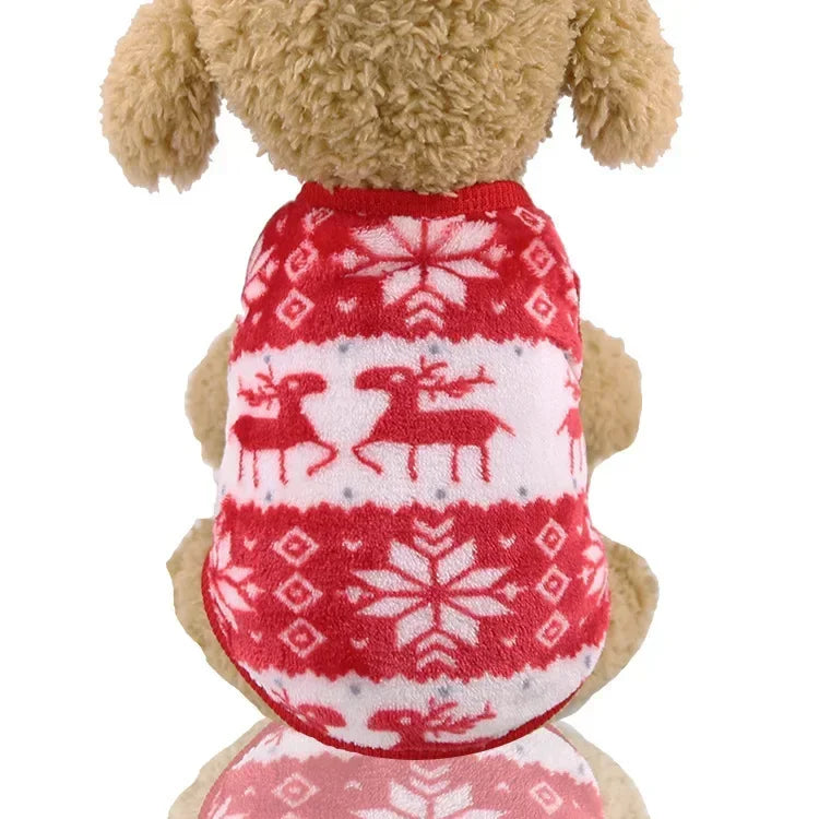 Christmas Dog Hoodie – Warm Elk & Santa Coat for Small & Medium Pets