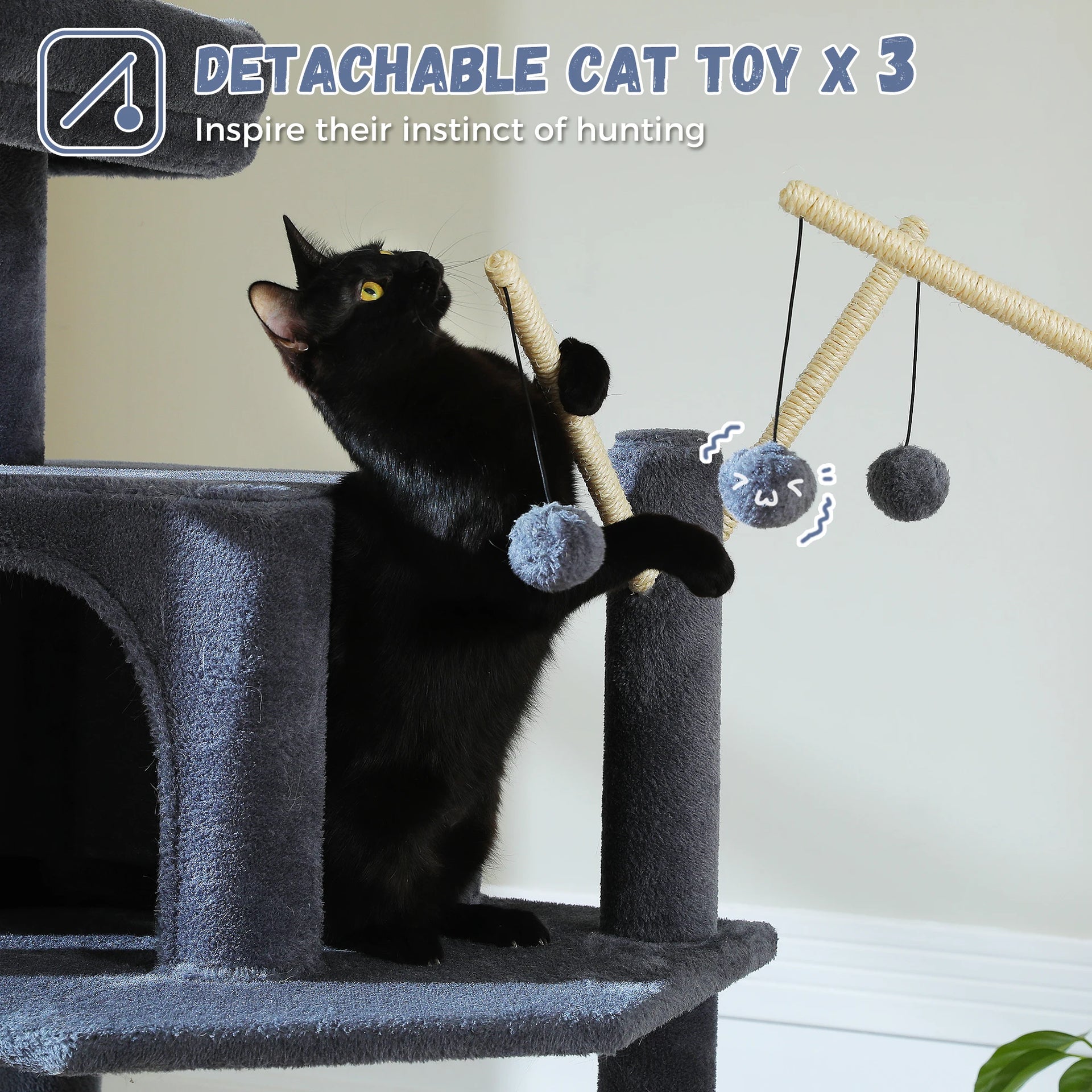 Multi-Level Cat Tree Tower for Indoor Cats – Modern Cat Furniture with Scratching Posts, Condo & Large Hammock