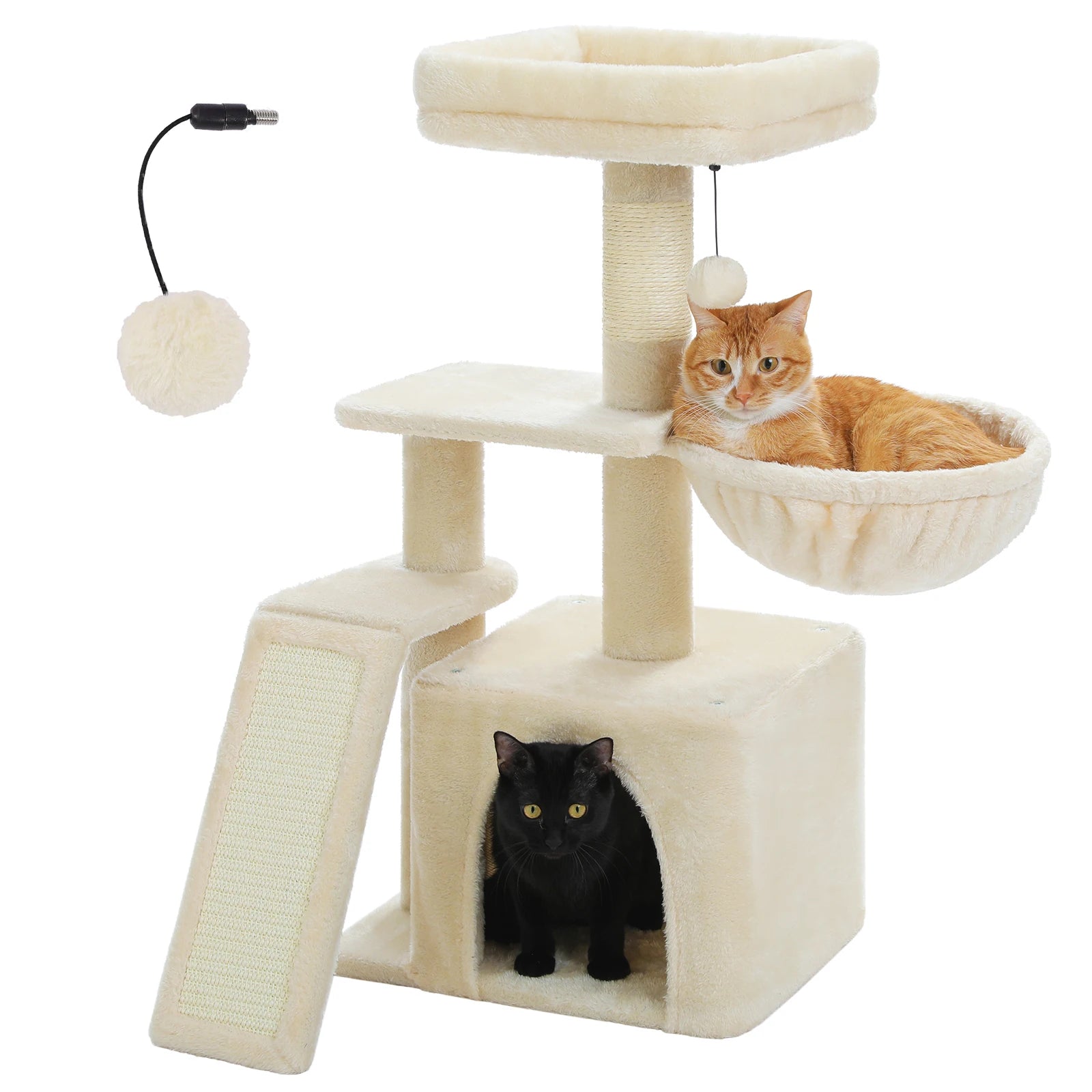 Cat Tree Tower for Indoor Cats – 2-Style Cat Activity Center with Scratching Posts, Large Hammock & Removable Top Perch, Grey
