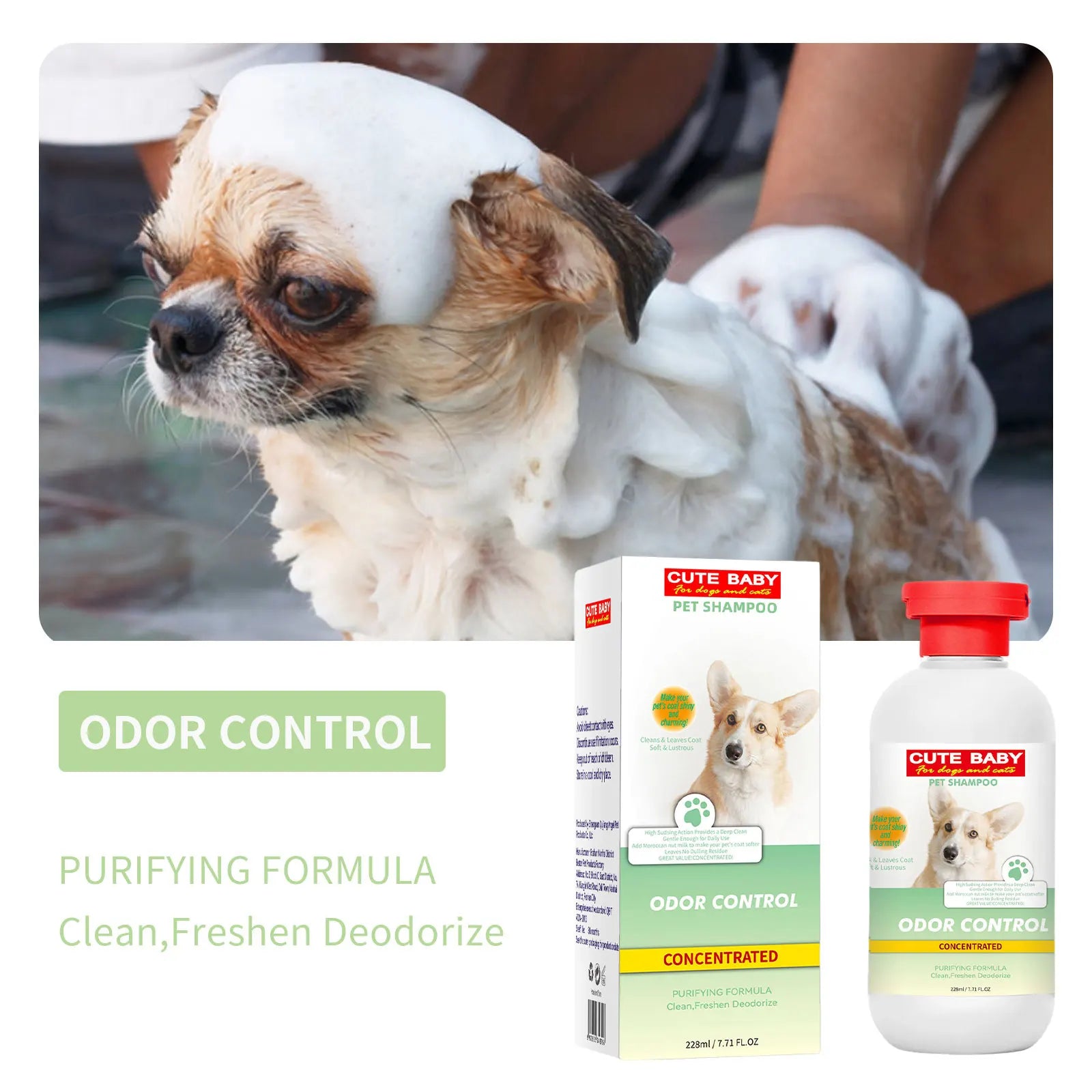 Gentle Pet Shampoo – Odor-Removing Body Wash for Dogs & Cats (228ml)