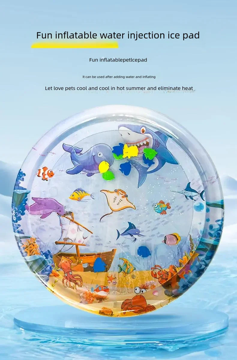 Interactive Cat Water Play Mat with Floating Fish – PVC Sensory Toy