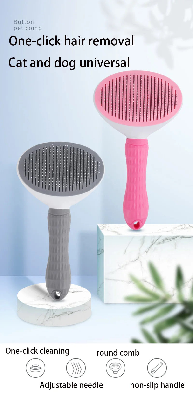 Pet Hair Brush & Stainless Steel Comb – Dog & Cat Grooming Tool