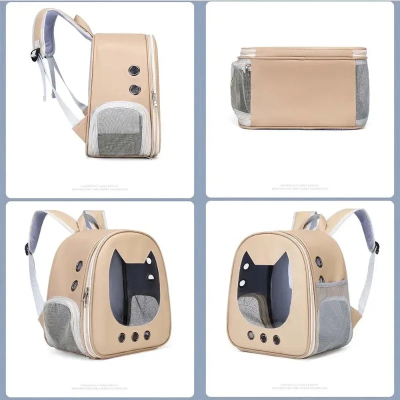 PU Transparent Pet Carrier Backpack – Cat & Small Dog Travel Bag