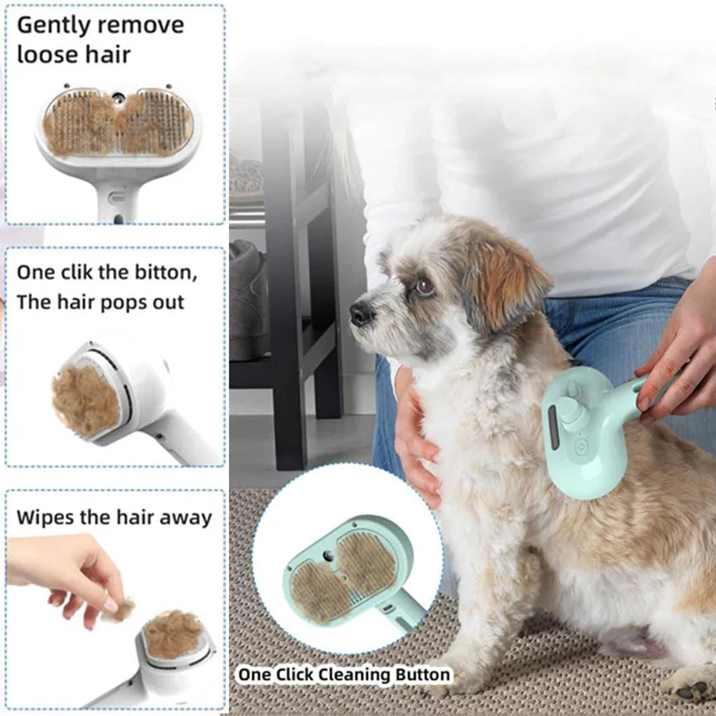 Steam Spray Dog Grooming Brush – Luxury Pet Hair Care