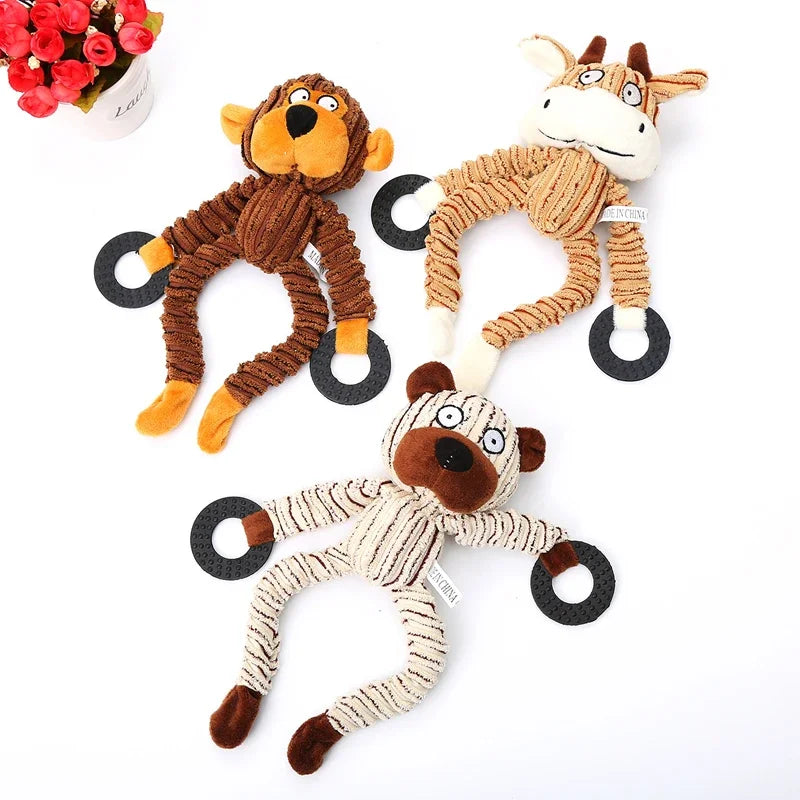 Donkey-Shaped Corduroy Squeaky Dog Toy