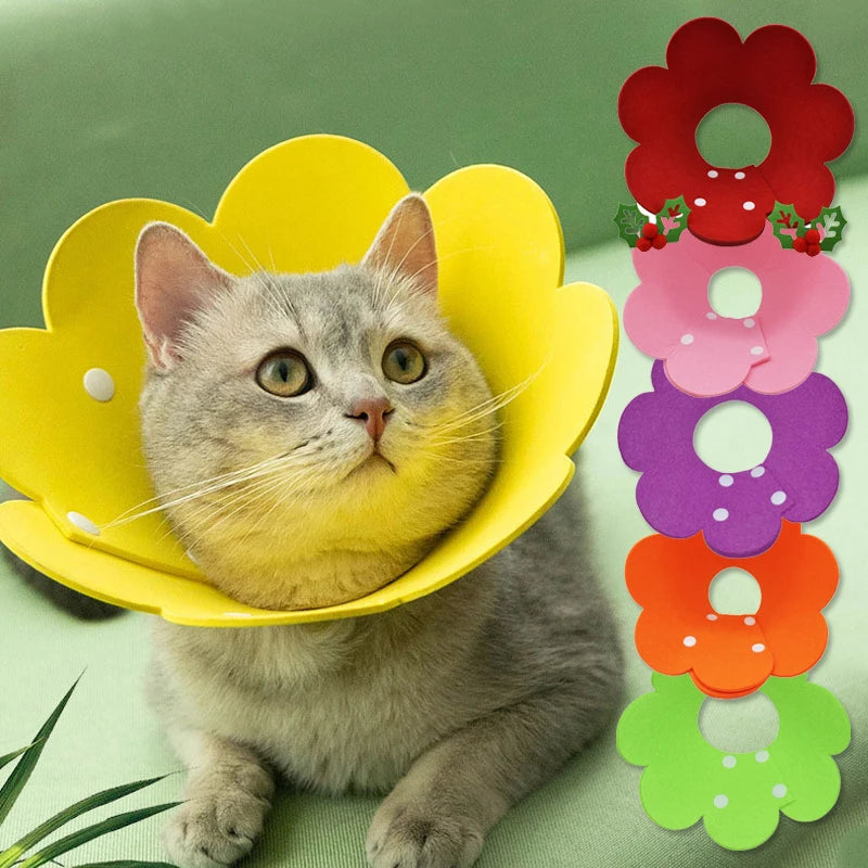 Adorable Flower Recovery Collar – Soft & Adjustable Protective Cone for Cats, Puppies, and Kittens