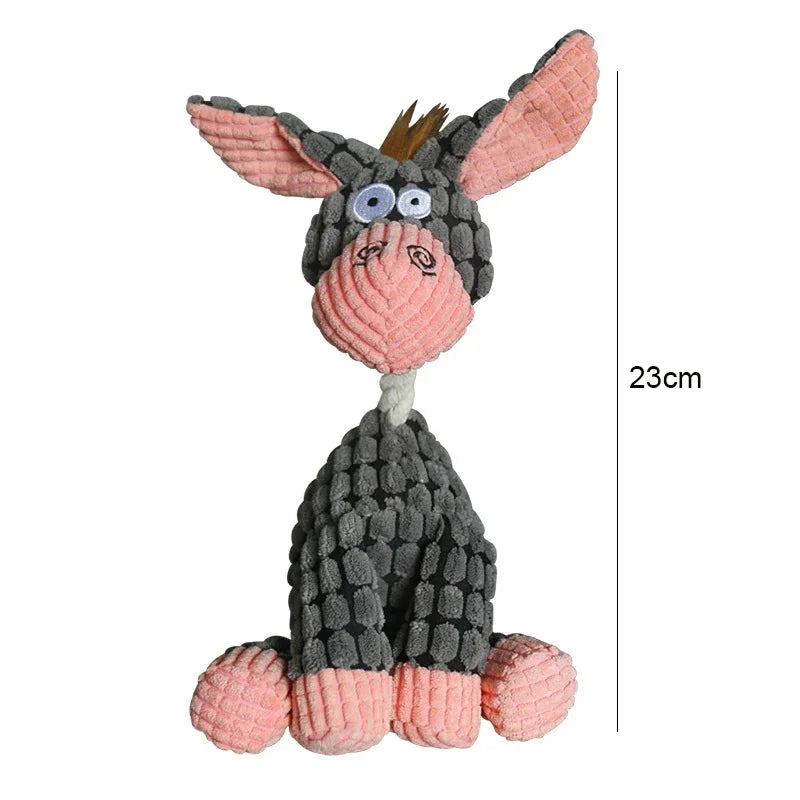 Donkey-Shaped Corduroy Squeaky Dog Toy