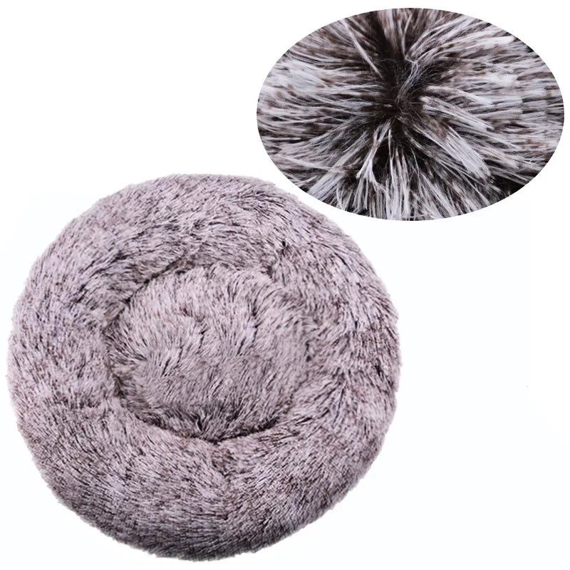 Round Plush Pet Bed for Cats & Dogs – Winter Warm Sleeping Bed