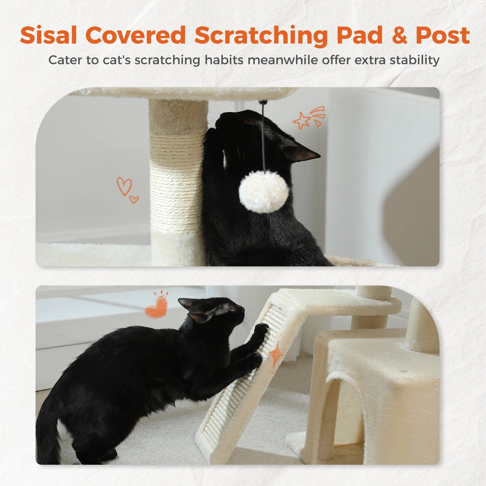 Cat Tree Tower for Indoor Cats – 2-Style Cat Activity Center with Scratching Posts, Large Hammock & Removable Top Perch, Grey