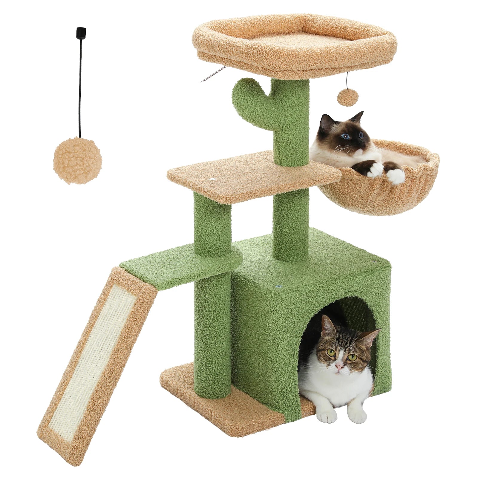 Cat Tree Tower for Indoor Cats – 2-Style Cat Activity Center with Scratching Posts, Large Hammock & Removable Top Perch, Grey