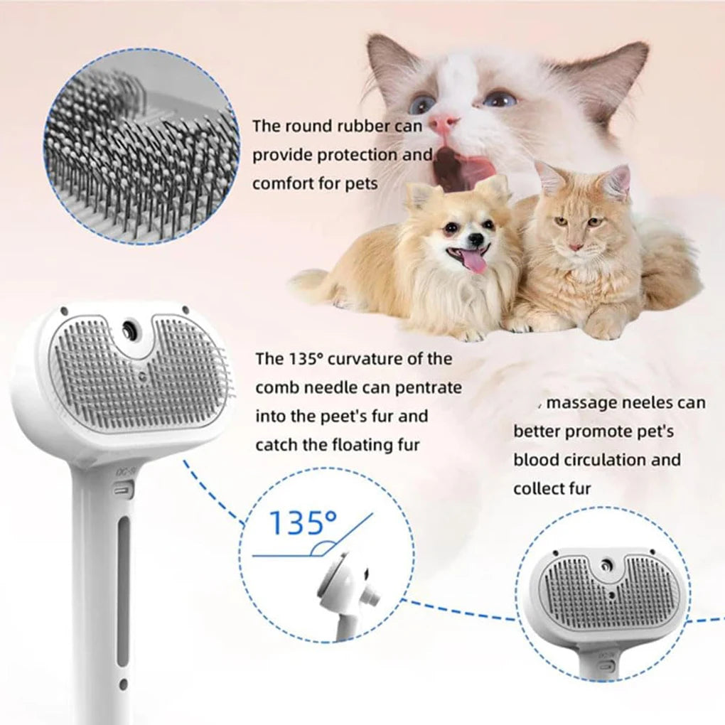 Steam Spray Dog Grooming Brush – Luxury Pet Hair Care