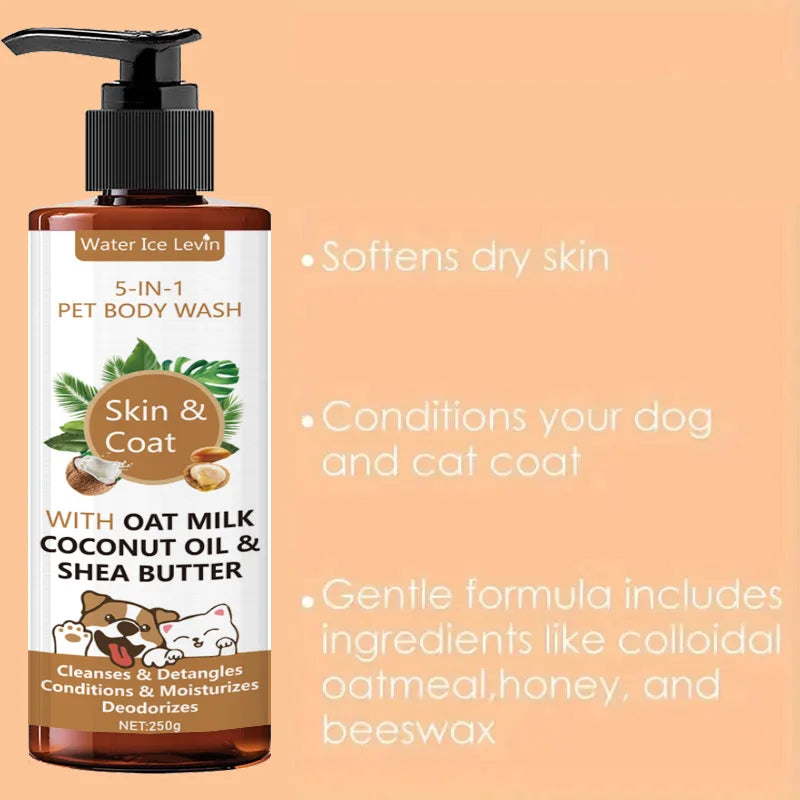 5-in-1 Coconut Pet Shampoo – Refreshing, Softening & Detangling Bath Wash (250g)