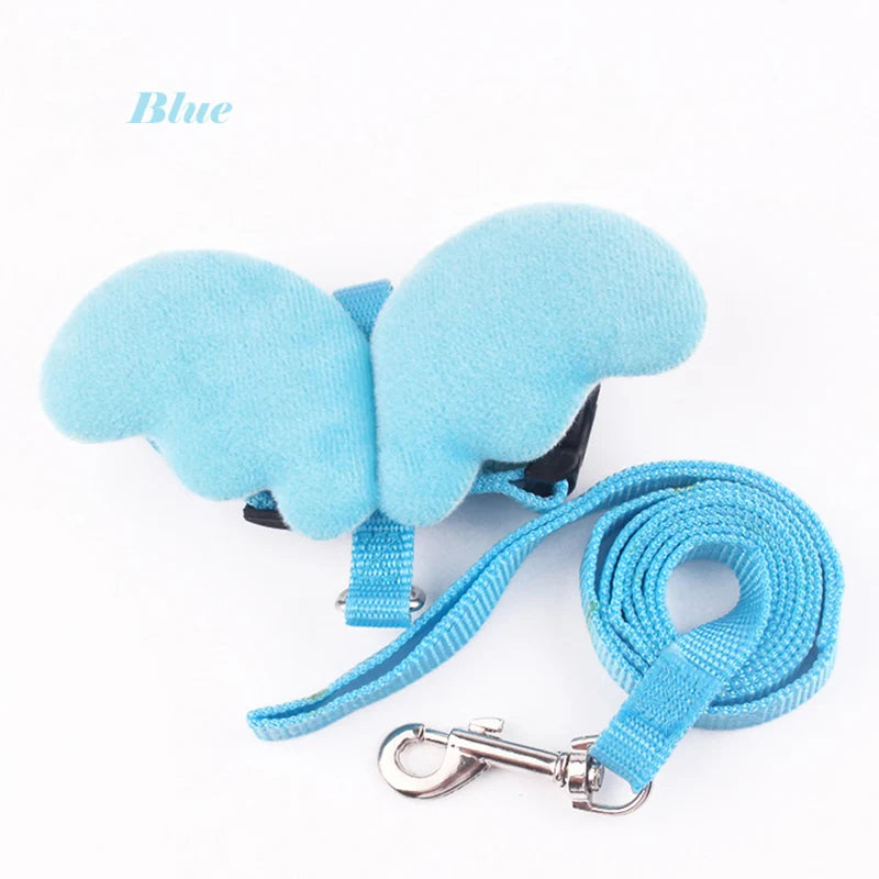 Adorable Angel Wings Harness Set – Stylish Leash and Vest for Cats, Rabbits, and Small Dogs