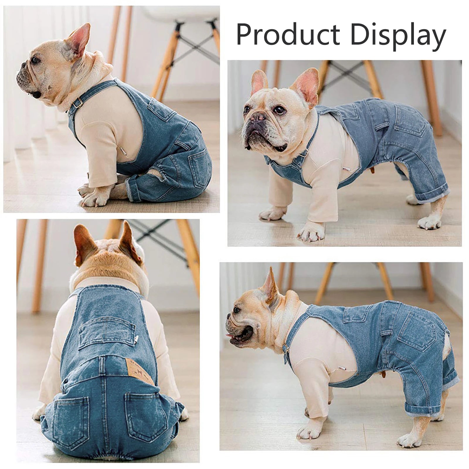 Dog Denim Jumpsuit – Fashion Cotton Outfit for Small & Medium Dogs and Cats