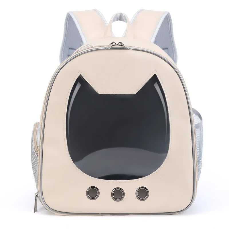 PU Transparent Pet Carrier Backpack – Cat & Small Dog Travel Bag