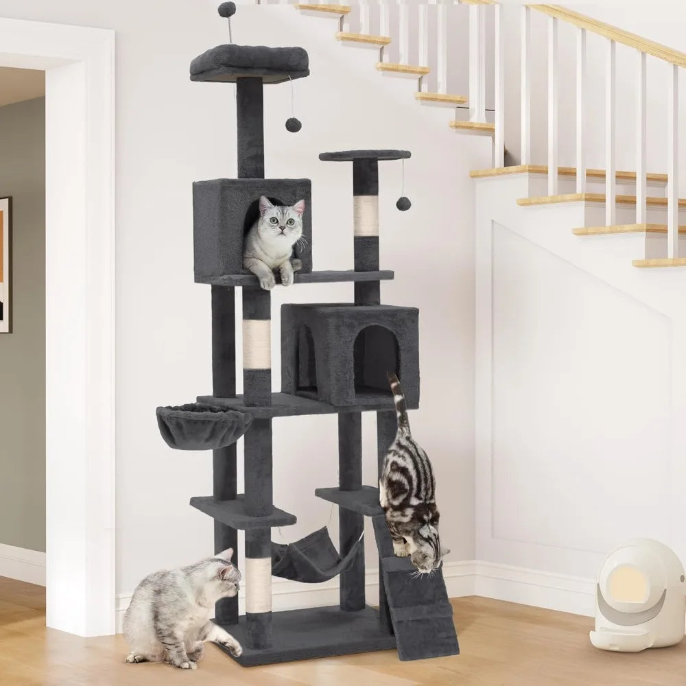 YITAHOME 75" Cat Tree Tower, Multi-Level Cat Furniture with Scratching Posts, Hammock & Perches