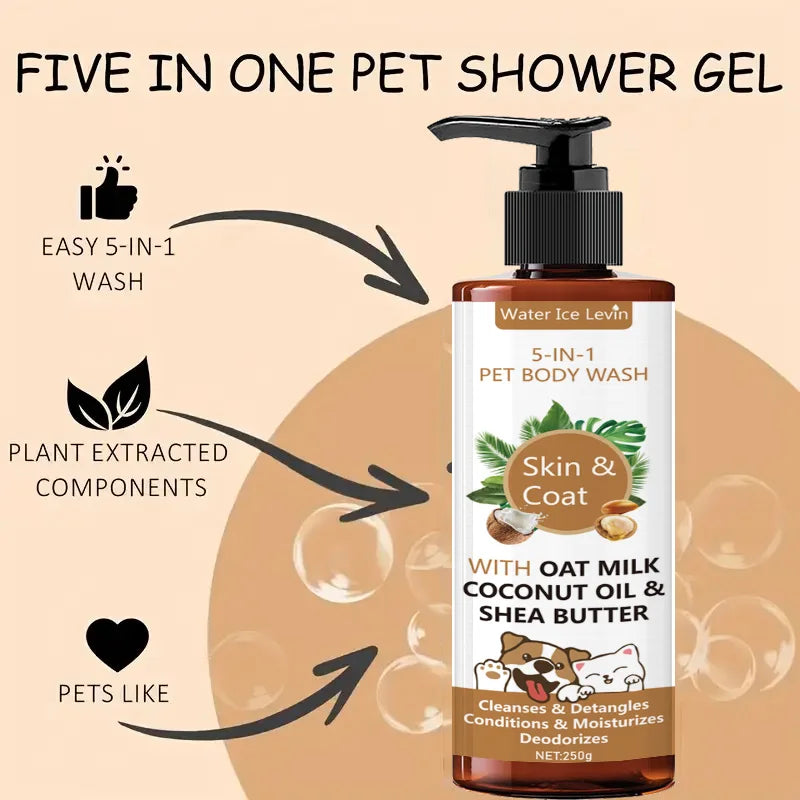 5-in-1 Coconut Pet Shampoo – Refreshing, Softening & Detangling Bath Wash (250g)